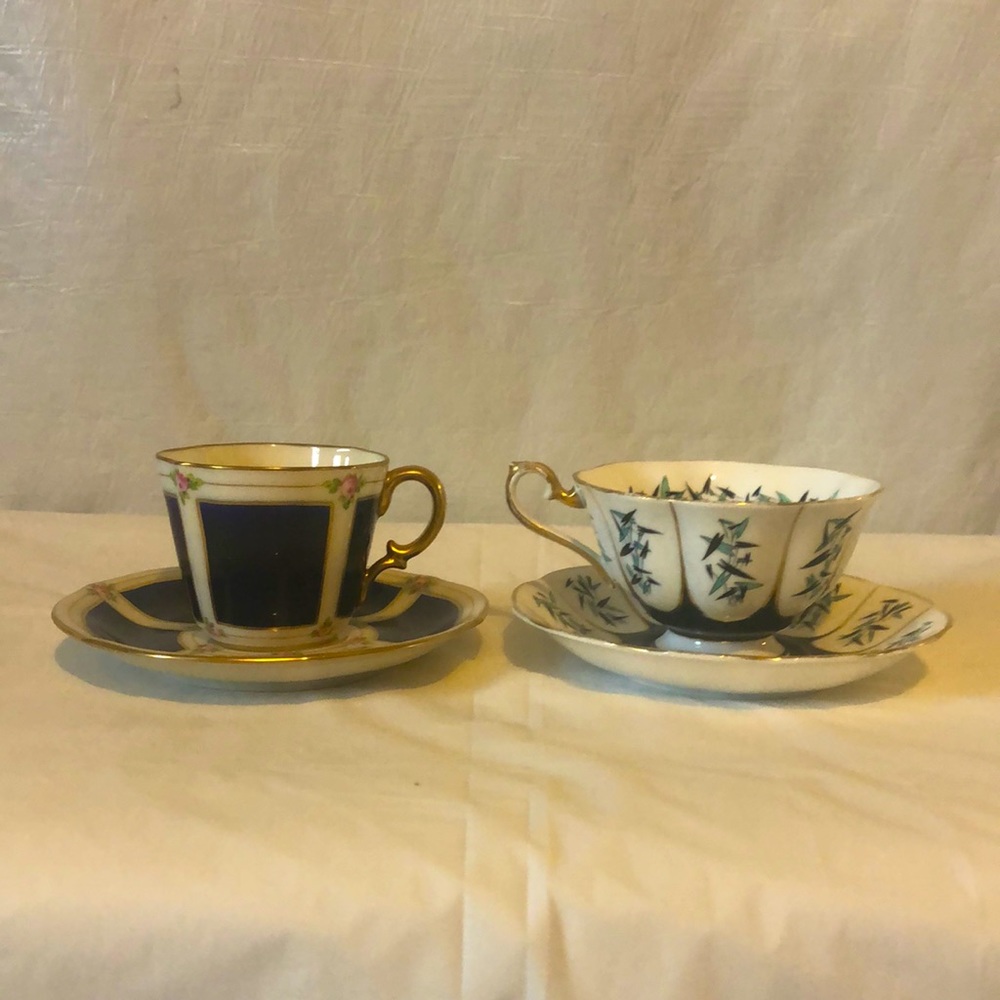British Teacups blue & white fine bone China Royal Albert & Lenox Bailey Banks